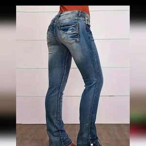 New Women's Embroidered bootcut Jeans with snap ankles. sz 3xl(18)